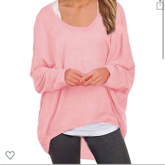 Uget Pink hi low hem dropped shoulder Dolman Sleeve Sweater size S - Picture 2 of 9